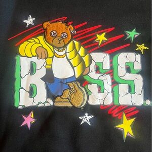 BOSS Bear‎ Black Graphic Crew Sweatshirt Bleeker and Mercer. Size Small.